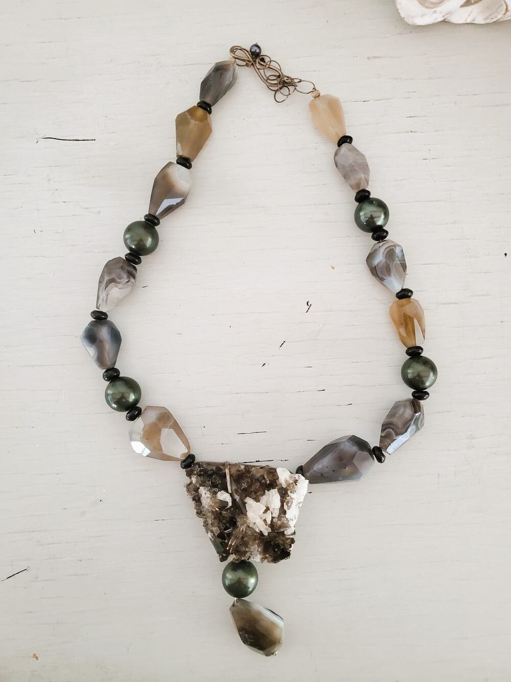 Vintage Agate Stone Choker Necklace